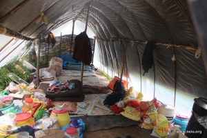 This is the tent where our own local team, Chiring, mom now is staying with 15 or so other people till things stabilize again.